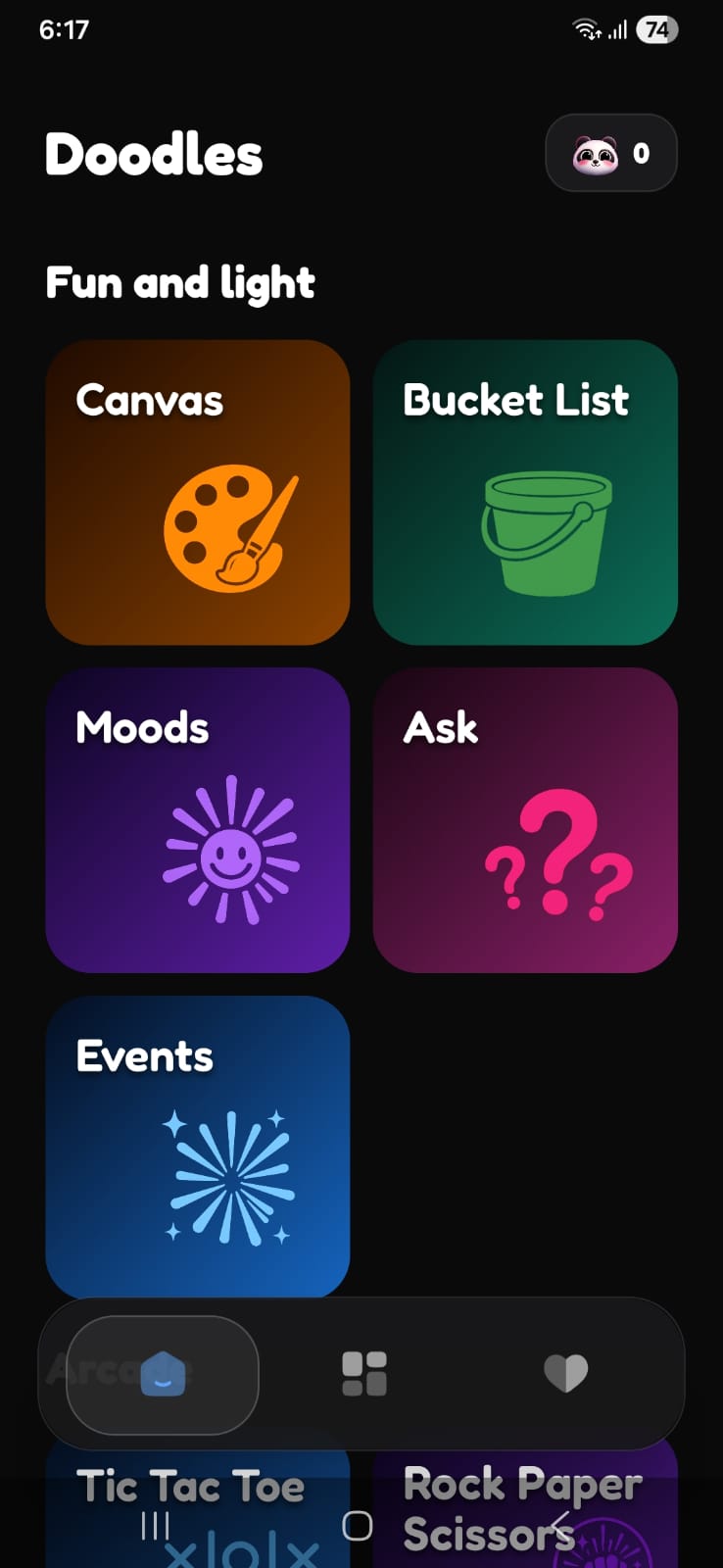 Doodles features screen